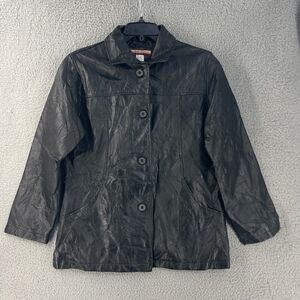 Vtg Tudor Court Womens Leather Jacket Sz M Black Western Southwestern Haband